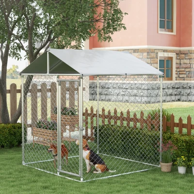PawHut Chenil Chiens Extérieur 4m² Auvent Porte Verrouillable