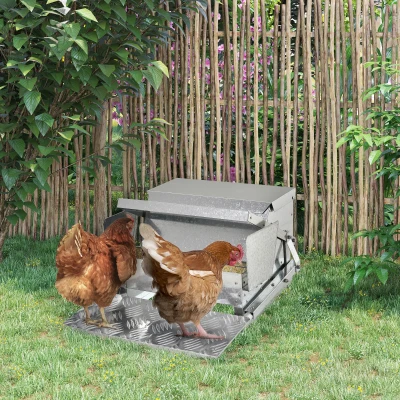 PawHut Automatic Treadle Chicken Feeder Galvanised Steel 11.5KG