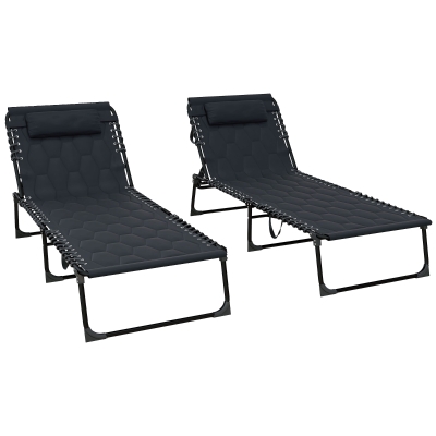 Outsunny Transats Pliables Noir 5 Positions