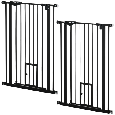 PawHut Barrières Sécurité Animaux 104H Double Verrouillage 74-80cm