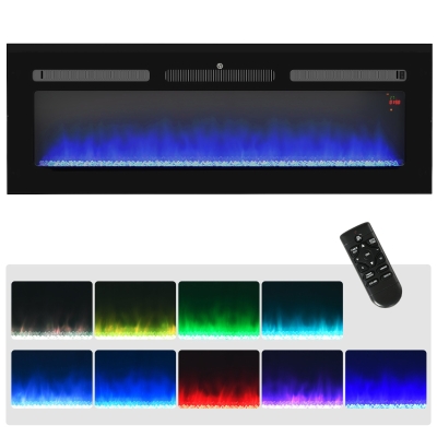 HOMCOM Electric Fireplace 2000W Wall Mounted Black 127cm