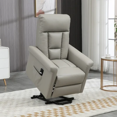 HOMCOM Power Lift Recliner Sofa Chair Grey for Elderly