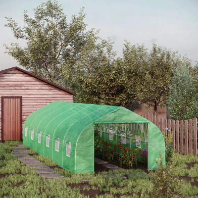 Outsunny Serra per Orto a Tunnel 8x3x2m in PE con Finestre