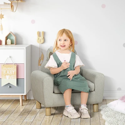 HOMCOM Fauteuil Enfant Scandinave Oreille Chat Gris