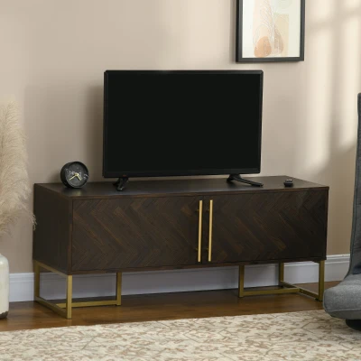 HOMCOM Mobile Porta TV fino 55" Legno e Metallo con 2 Armadietti