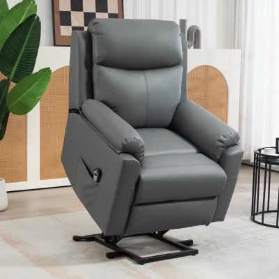HOMCOM Electric Riser Recliner Chair Faux Leather Grey