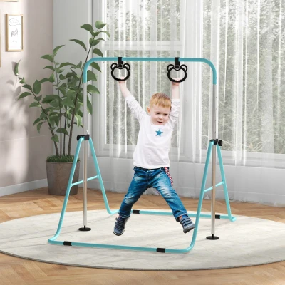HOMCOM Adjustable Foldable Kids Gymnastics Bar Green