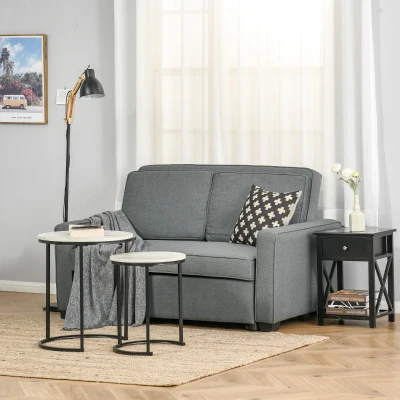 HOMCOM Double Sofa Bed Click Clack Grey with Adjustable Backrest