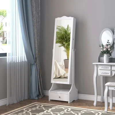 HOMCOM Armadietto Portagioie Specchiera 45cm x 36cm x 150cm White