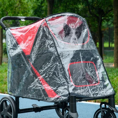 PawHut Dog Pram Rain Cover Stroller Buggy Rear Entry