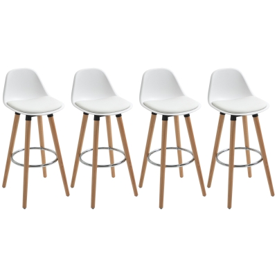 HOMCOM 4 Tabourets Bar Scandinave Bois/Blanc 70cm