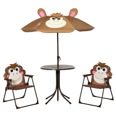 Outsunny Kids Bistro Table & Chair Set Brown 3-6 Years