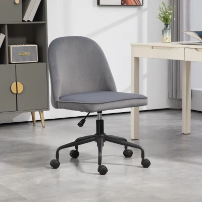HOMCOM Sedia Ufficio con Dondolo in Tessuto Vellutato Grigio