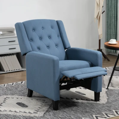 HOMCOM Wingback Recliner Chair Microfibre Deep Blue