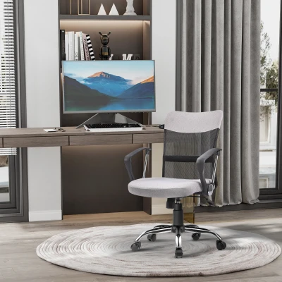 Vinsetto Poltrona da ufficio 60cm x 66cm x 101cm Grigio