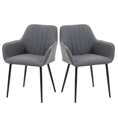 HOMCOM Chaises Scandinaves Lot de 2 Pieds Métal Noir