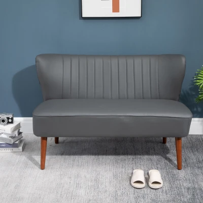 HOMCOM Divano a 2 Posti 108.5 x 61 x 79cm Grigio