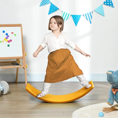 ZONEKIZ Balance Board Wobble Montessori Toy 82x27.5cm Orange