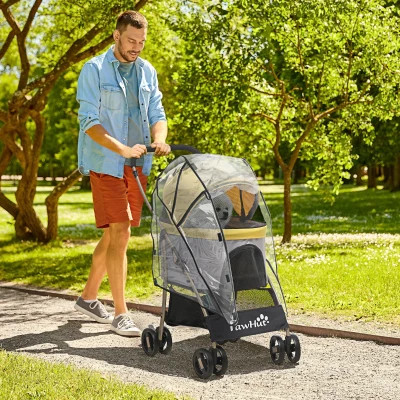PawHut 3-in-1 Pet Stroller Yellow with Canopy & Storage Bag