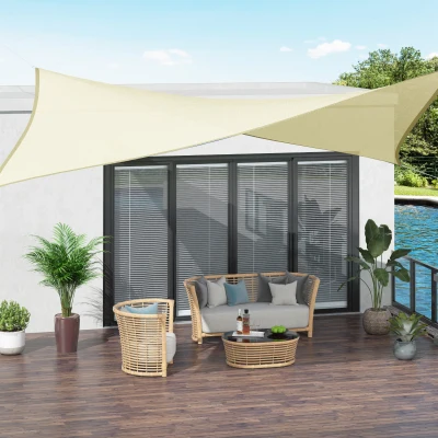 Outsunny Voile Ombrage 3x4m Polyéthylène Crème UV