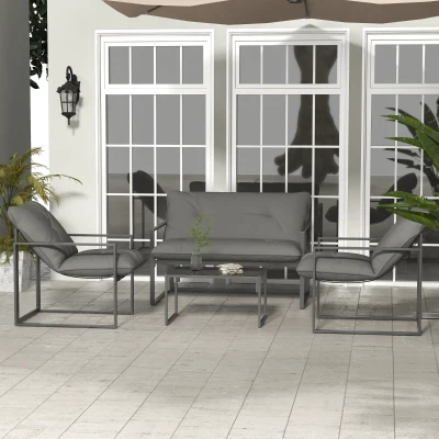 Outsunny 4-Piece Garden Dining Set Relaxed Back Black/Grey
