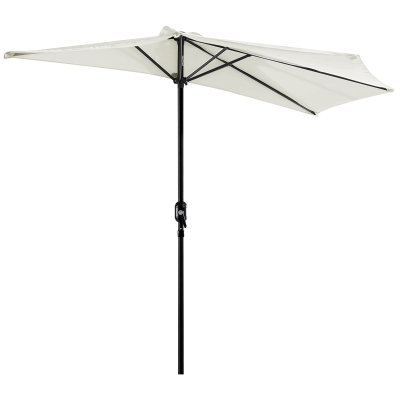 Outsunny 2.7m Half Parasol Patio Umbrella Cream White