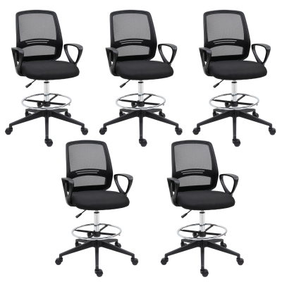 Vinsetto Ergonomic Drafting Chair with Footrest, Set of 5