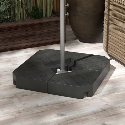 Outsunny Umbrella Weights for Cantilever Parasols, Set of 4 Heavy Duty Parasol Base Stand Weights, 80kg Sand or 60kg Water Filled, Black