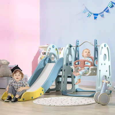 HOMCOM Set da Gioco con Altalena, Scivolo, Scaletta e Canestro