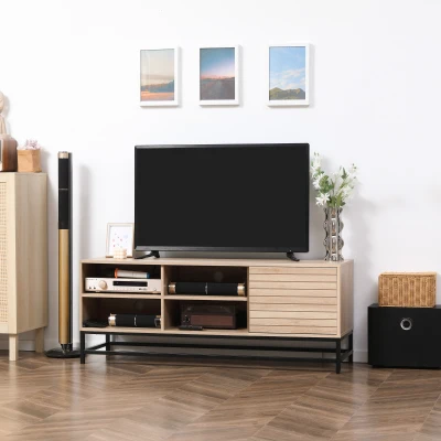 HOMCOM Mobile TV max 60" Basso con Armadietto e 4 Ripiani Aperti