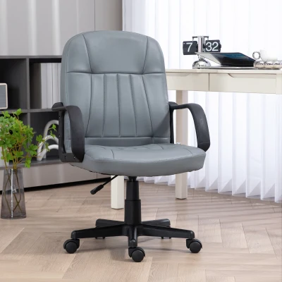 HOMCOM Swivel Executive Office Chair PU Leather Grey