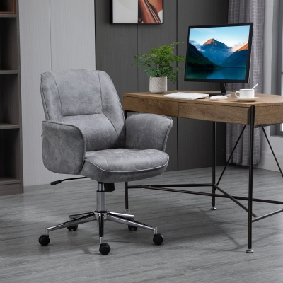 Vinsetto Swivel Office Chair Mid Back Light Grey