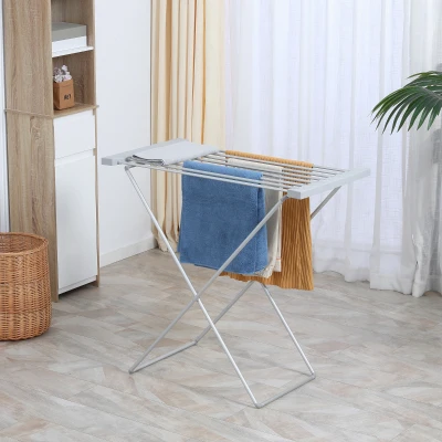 HOMCOM Tendedero Eléctrico Plegable 120W Secador Eléctrico de Ropa con Marco de Aleación de Aluminio 94x50x90 cm Plata