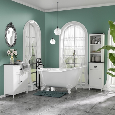 Kleankin Bathroom Cabinet White with Drawer & Adjustable Shelf