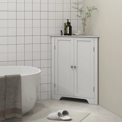 Kleankin Triangle Bathroom Cabinet White with Adjustable Shelf