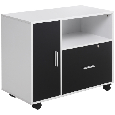 HOMCOM Office Storage Cabinet with File Hangers - Black/White