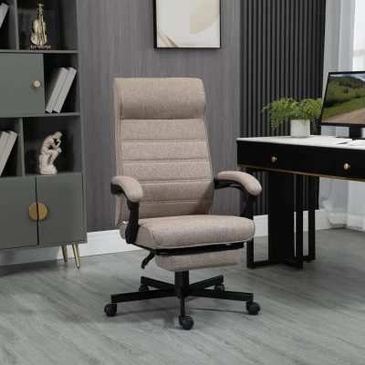 Vinsetto Fauteuil Bureau Pivotant Tissu Marron Réglable