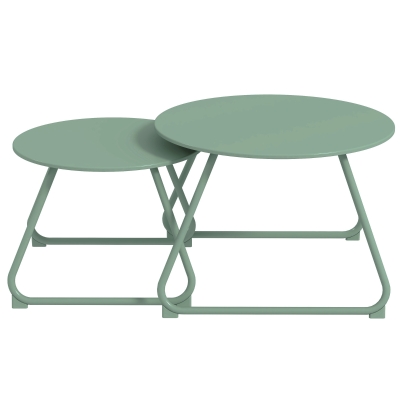 Outsunny Tables Gigognes Jardin Métal Vert Empilables