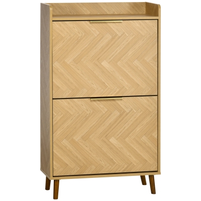 HOMCOM Meuble Chaussures 2 Abattants 12 Paires Noir