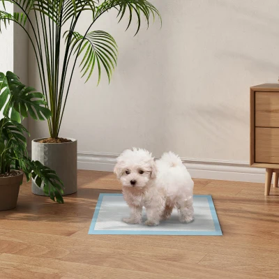 PawHut Set 100 Tappetini Igienici per Cani 45x30 cm Blu e Bianco