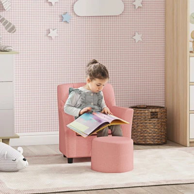 AIYAPLAY Kids Sofa Set with Footrest Pink 2PCs