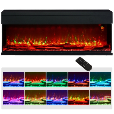 HOMCOM Camino Elettrico da Parete e Incasso 1800W Fiamme Colorate