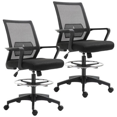 Vinsetto Fauteuils Bureau Hauteur Réglable Noir 2pcs