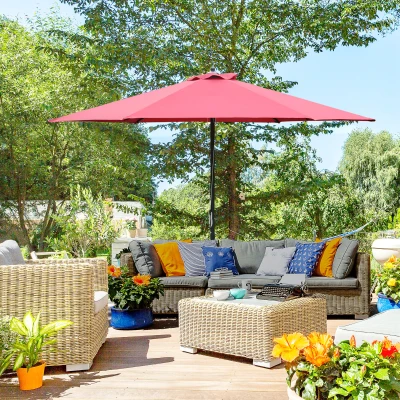 Outsunny 2.8m Garden Parasol Umbrella Wine Red