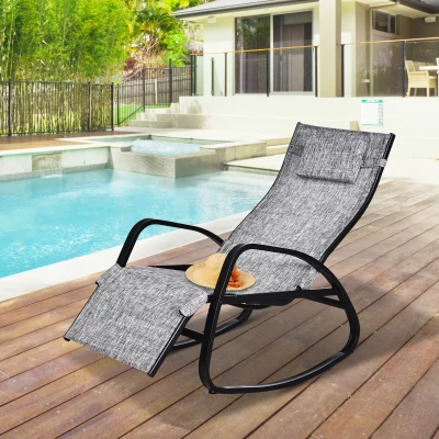 Outsunny Fauteuil Bascule Pliable Métal Gris
