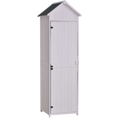 Outsunny Armoire Jardin 3 Étagères Pin Blanc 68x65x214cm
