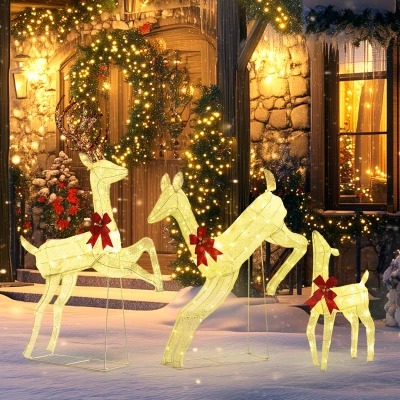 Outsunny LED Light Reindeer Christmas Decoration 3-Piece