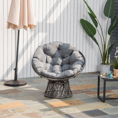 Outsunny Poltrona Sedia Rattan 87 × 97 × 90cm Nero