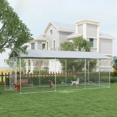 PawHut Recinto per Cani da Esterno con Tetto 6x2.3x2.3m