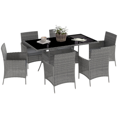 Rattan Garden Furniture Set 150L x 80W x 74H cm Charcoal grey